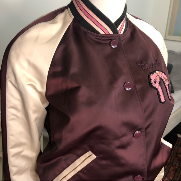 Coach Reversible Satin Varsity Style Bomber Jacket - Picture 7 of 16